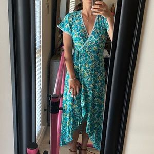 Poupette St Barth Joe Ruffled Green Rose Dress